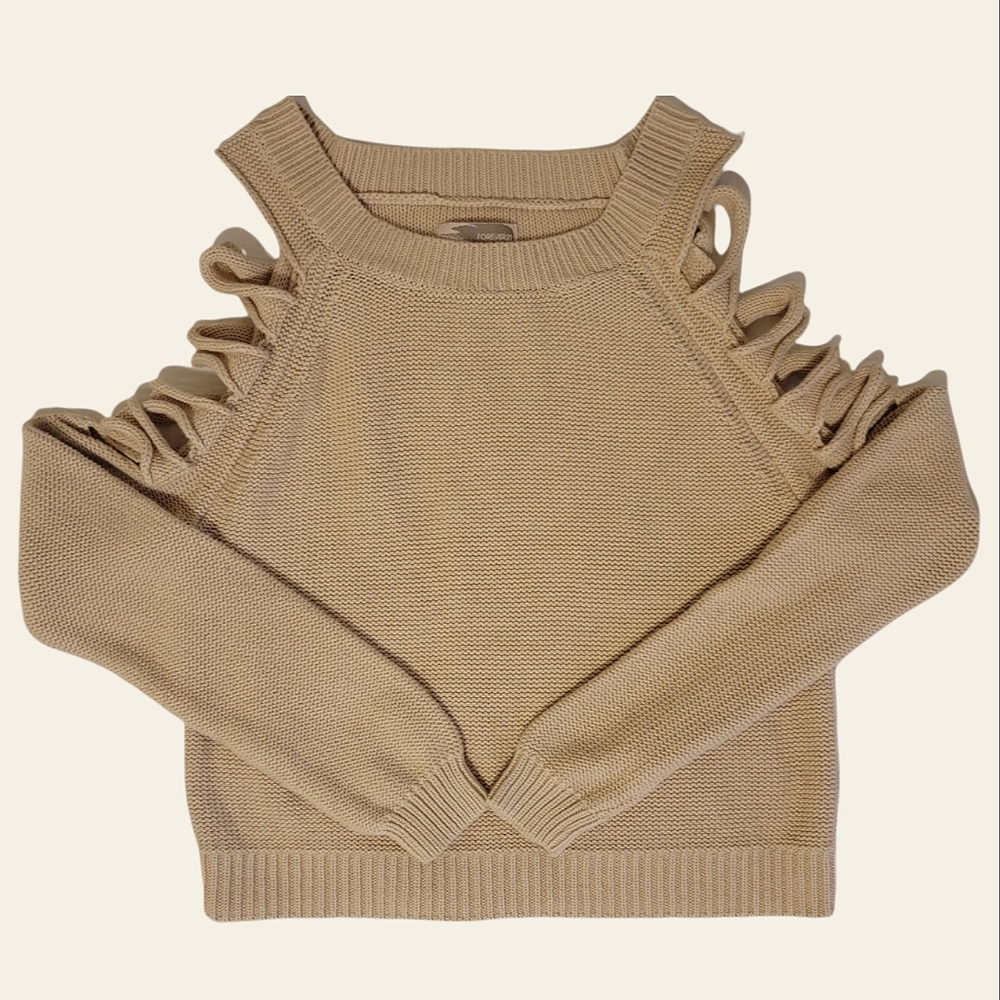 Forever 21 Crop Top Cold Shoulder Sweater